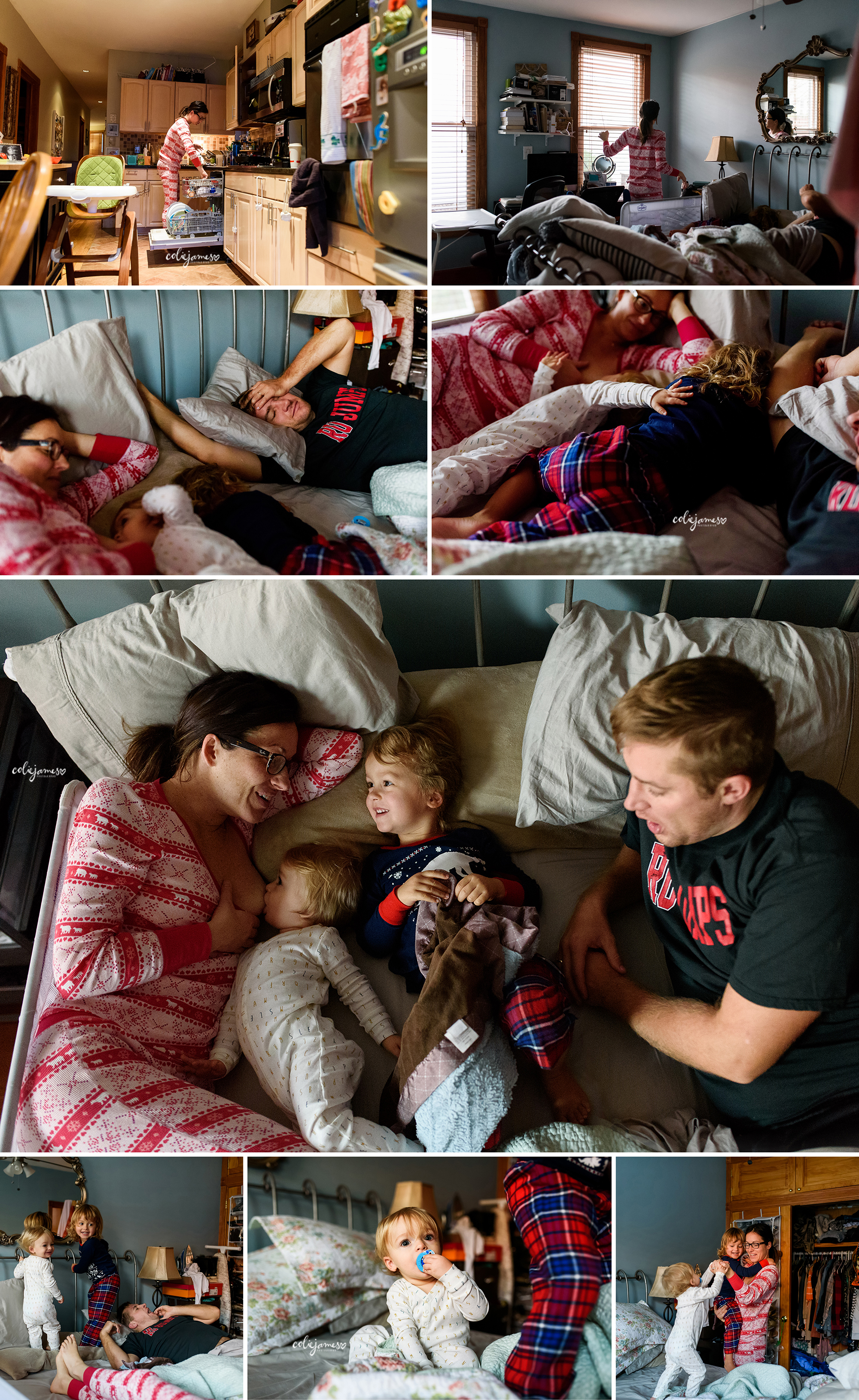 new york city family photojournalism colie james waking up in bed