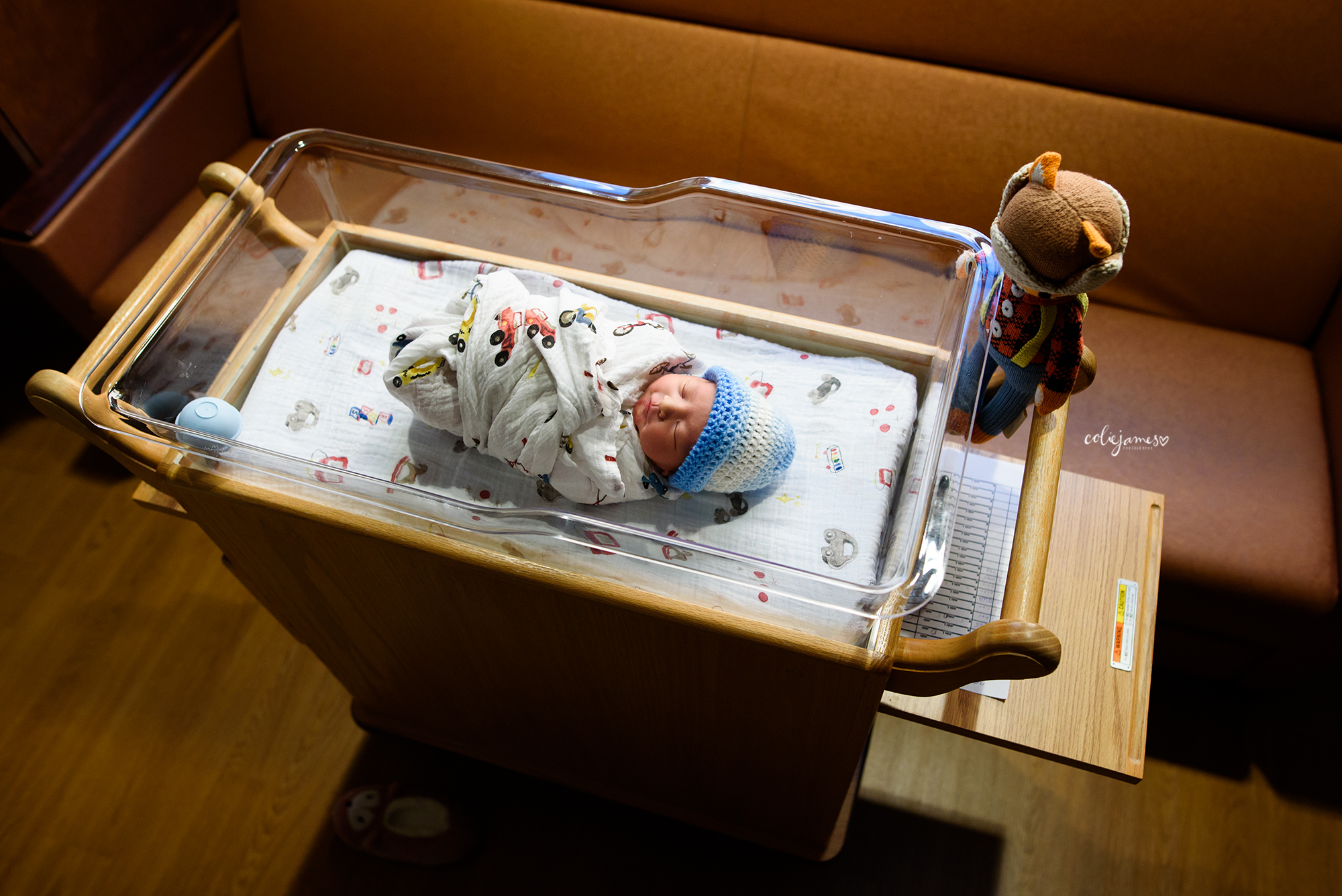 Littleton Newborn Photographer photographs baby on Little Unicorn Swaddle Blanket with Wyatt Cuddle and Kind Doll