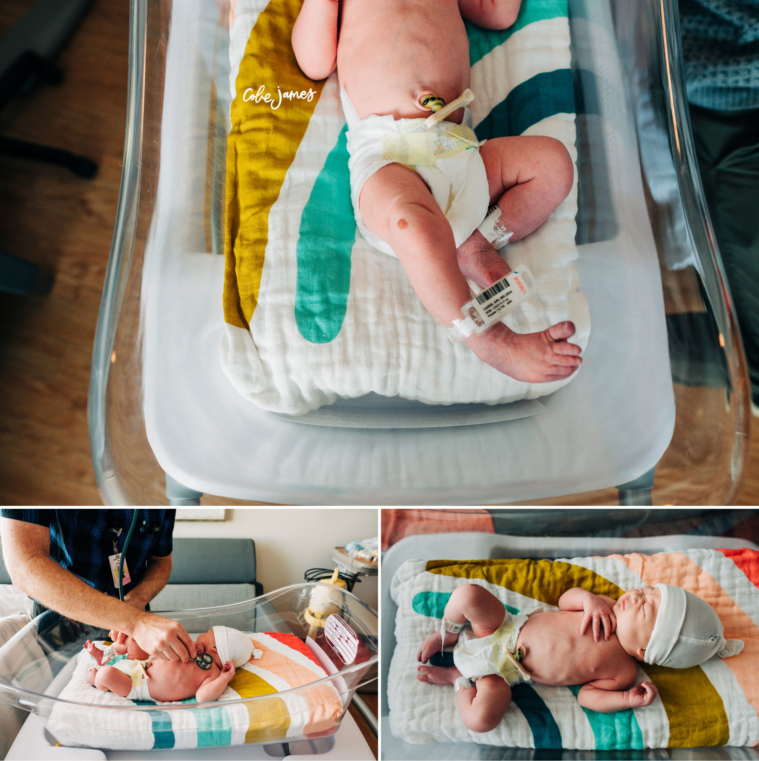 newborn in bassinet at hospital