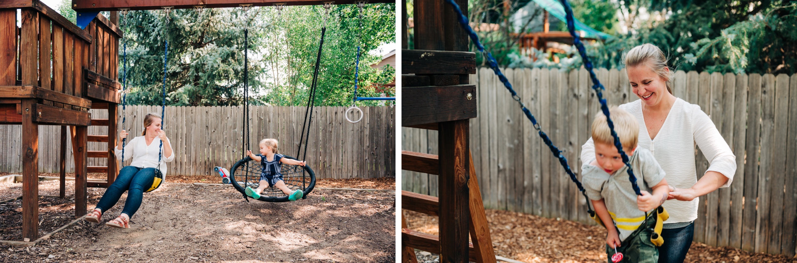 erie colorado family photography, swinging in the backyard